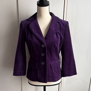 [Halogen] 3/4 Sleeve Purple Corduroy Jacket